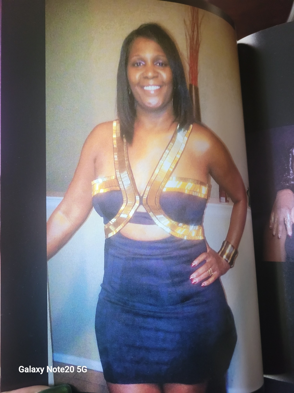 Black Mini Dress with Gold Trim